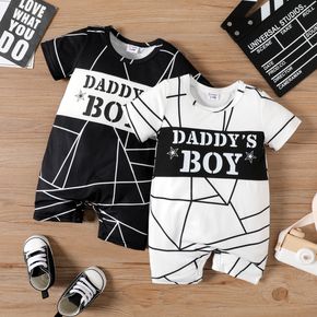 Baby Boy Geo & Letter Print Short-sleeve Romper