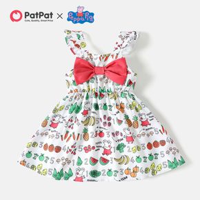 Peppa Pig Toddler Girl Fruit Allover Print Bowknot Design Ruffled Tank Dress