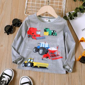 Toddler Boy Vehicle Print Long-sleeve T-shirt Top