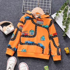 Toddler Boy Casual Vehicle Print Hoodie Sweatshirt