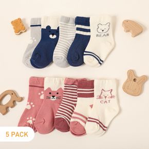 5-pairs Baby / Toddler / Kid Cute Bear Striped Pattern Socks