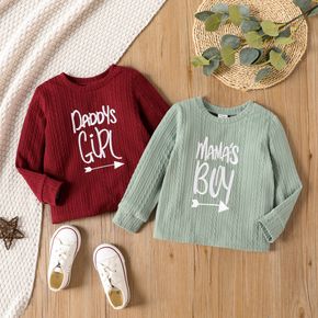 Toddler Girl Letter Print Textured Knit Sweater