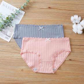 2-Pack/1Pack Kid Girl Textured Solid Color Briefs Underwear