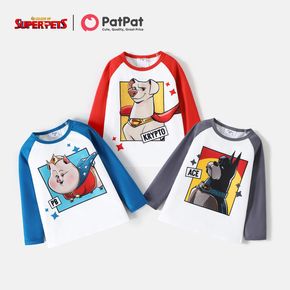 Super Pets Toddler Girl/Boy Letter Print Colorblock Long Raglan Sleeve Tee