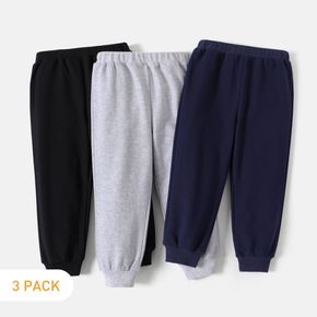 3-Pack Toddler Boy 100% Cotton Solid Color Elasticized Pants
