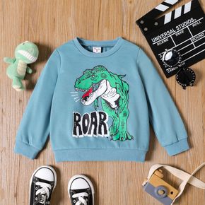 Toddler Boy Animal Dinosaur Letter Print Pullover Sweatshirt