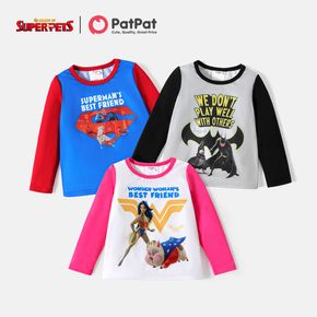 Super Pets Toddler Girl/Boy Letter Print Colorblock Long-sleeve Tee