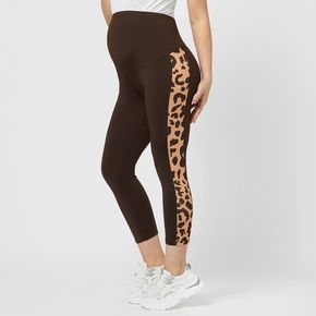 Maternity Leopard Contrast Side Seam Leggings