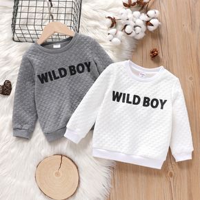 Toddler Boy Letter Print Textured Pullover Sweatshirt