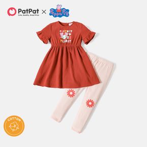 Peppa Pig 2-piece Toddler Girl Puff-sleeve Cotton Dress and Leggings Sets