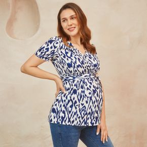 Maternity Leopard Print Belted Short-sleeve Tee