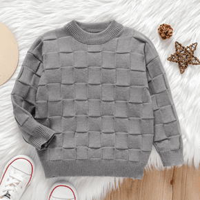 Toddler Boy Basic Textured Gray Knit Sweater