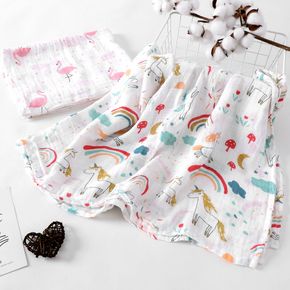Baby Blanket Quilt Soft Breathable Bamboo Cotton Newborn Swaddle Wrap Receiving Blanket Flamingo Rainbow Unicorn Pattern