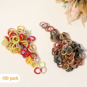 About 100-pack Canned Multicolor Plush Hair Ties for Girls