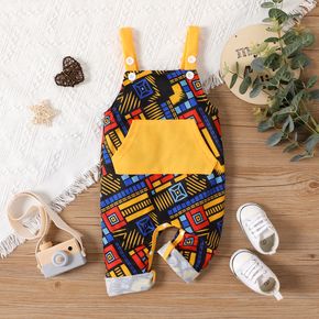 Baby Boy/Girl Colorful Geo Print Sleeveless Jumpsuit with Pocket