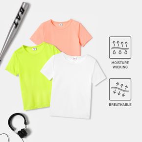 Toddler Girl Sporty Solid Color Breathable Short-sleeve Tee