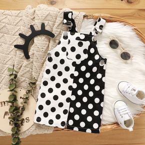 100% Cotton Baby Boy/Girl Black and White Polka Dots Spliced Overalls