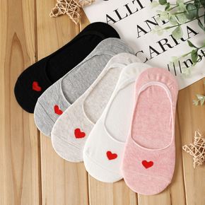 5-pairs Women Heart Print Non-slip Ankle Socks