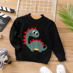 Baby Boy Dinosaur Pattern Black Long-sleeve Knitted Pullover Sweater