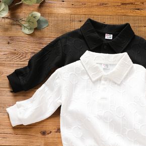 Toddler Boy Basic Polo Collar Textured Button Design Pullover Sweatshirt
