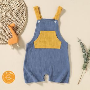 Toddler Boy 100% Cotton Basic Colorblock Pocket Design Overalls