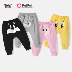 pantalones con estampado de dibujos animados de cintura elástica para bebé niño/niña de looney tunes