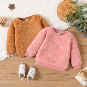 Baby-Baumwoll-Langarm-Pullover aus festem, flauschigem Fleece