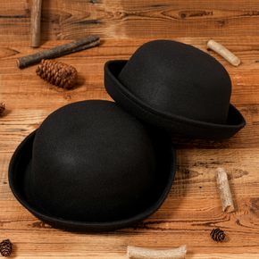 Wool Round Bowler Hat Solid Felt Derby Hat for Mom and Me