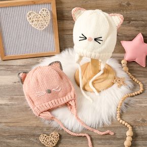 Toddler / Kid Cartoon Cat Kitten Drawstring Beanie Hat