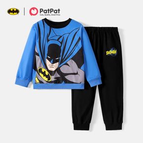 Batman 2pcs Kid Boy Character Print Pullover Sweatshirt and Letter Print Black Pants Set