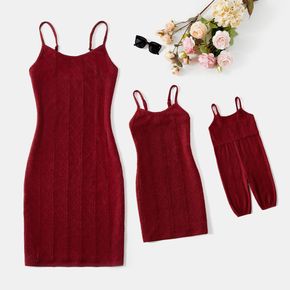 Mommy and Me Solid Cable Knit Bodycon Cami Dress