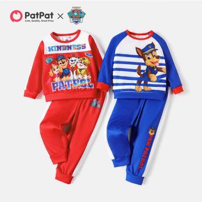 PAW Patrol 2pcs Toddler Boy/Girl Letter Print Colorblock Sweatshirt and Pants Set