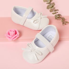 Baby / Toddler Bow Decor Wavy Textured Mary Jane Shoes