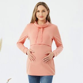 Nursing Half Turtleneck Long-sleeve Drawstring Sweatshirt