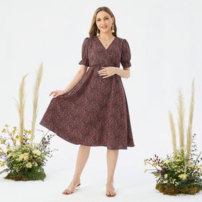Maternity Fashion Floral Print Short-sleeve Dress