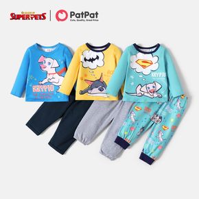 Super Pets 2pcs Baby Boy 95% Cotton Long-sleeve Graphic Top and Pants Set