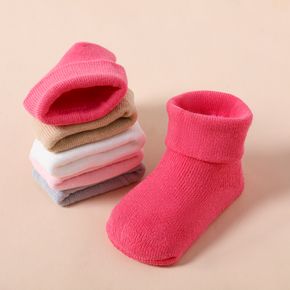 5-pairs Baby Simple Plain Cuff Socks
