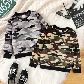 Kid Boy Camouflage Print Fleece Pullover Sweatshirt