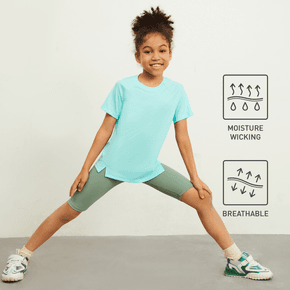 Activewear Moisture Wicking Kid Boy/Kid Girl Solid Color Breathable Short Raglan Sleeve Tee