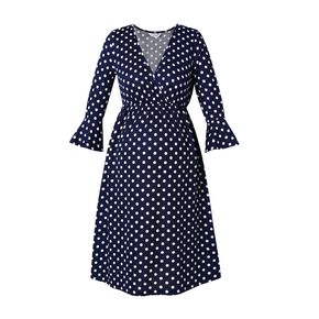 Nursing Polka Dots Print Bell Sleeve Dress