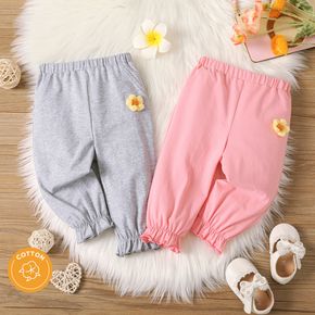 Baby Girl 95% Cotton 3D Knitted Flower Detail Solid Pants