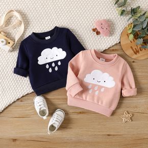 Langärmliges Pullover-Sweatshirt mit Wolkenstickerei für Jungen/Mädchen