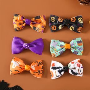 6-pack Halloween Bow Hair Clip for Girls (Pattern Position Random)