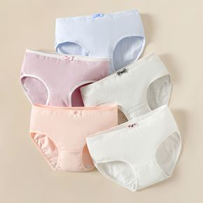 Kid Girl Bowknot Decor Solid Color Cotton Underwear Briefs