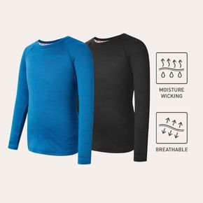 Activewear Kid Boy Solid Color Breathable Long Raglan Sleeve Tee