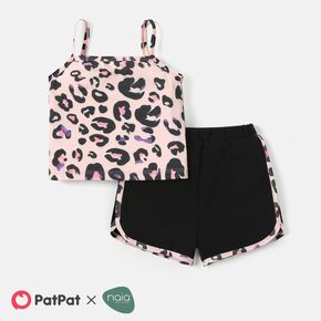 2pcs Baby Girl Leopard Print Naia™ Cami Top and Shorts Set