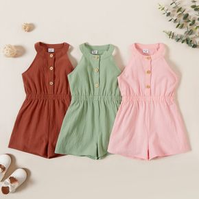 Toddler Girl  Comfortable Solid Sleeveless Jumpsuits