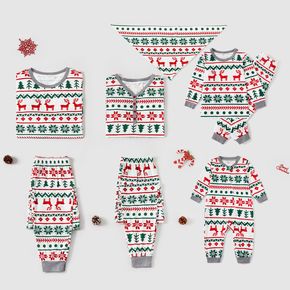 Allover Christmas Print Long-sleeve Family Matching Pajamas Set(Flame Resistant)