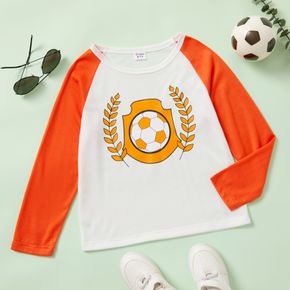 Trendy Kid Boy Football Print Colorblock Sporty T-shirt