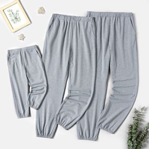 Solid Family Matching Grey Casual Pants